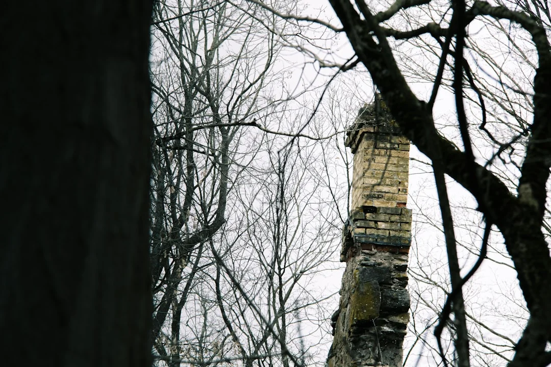 A detailed view of cracked and deteriorating mortar joints on a brick chimney, highlighting the need for jensen brothers chimney repair reviews.