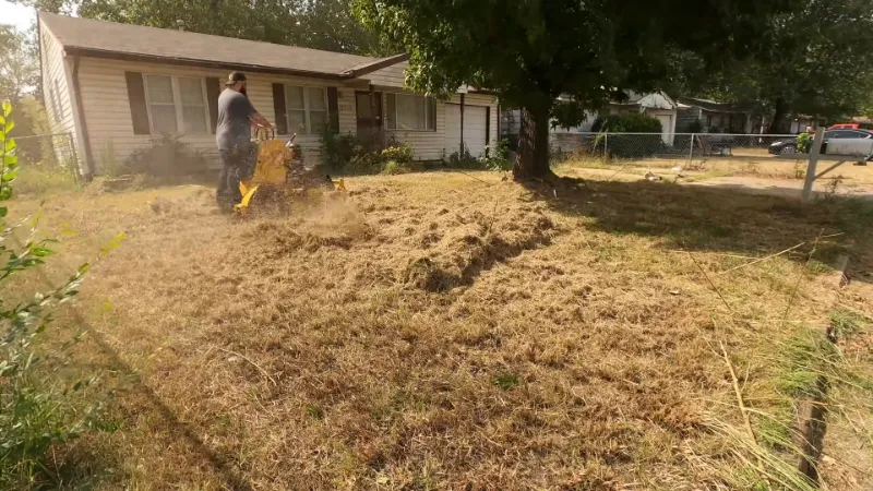 mowing lawn in hot weather