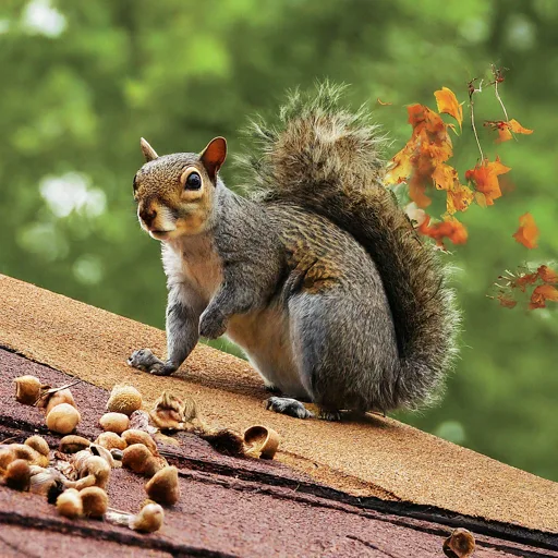 Acorns on roof cute Squirrels