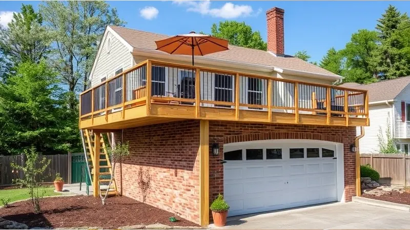 flat roof garage with deck above cost