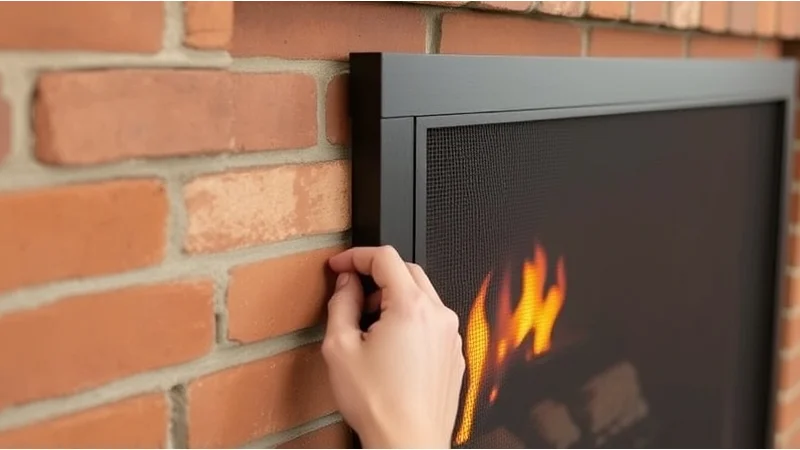 how to secure fireplace screen to brick