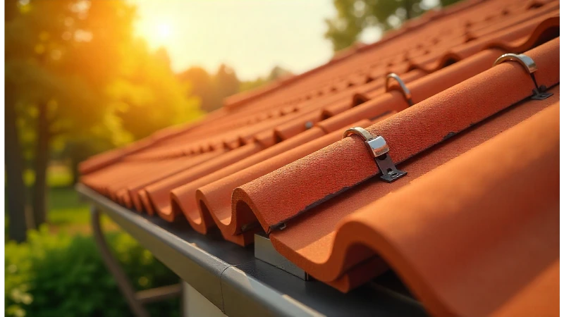 A diagram illustrating the proper use of light clips on a steep roof shingle.