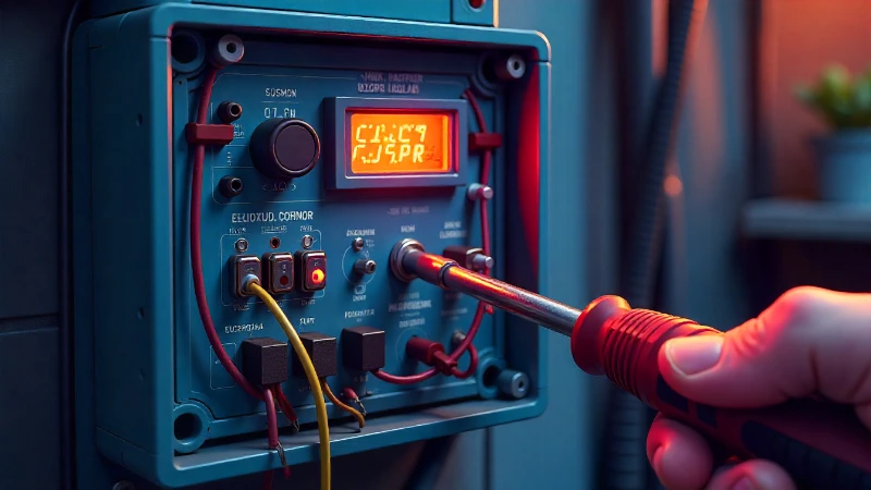 A close-up view of the control board on a Mr. Heater Big Maxx, with labels pointing to the thermostat wire connections and the LED diagnostic light.