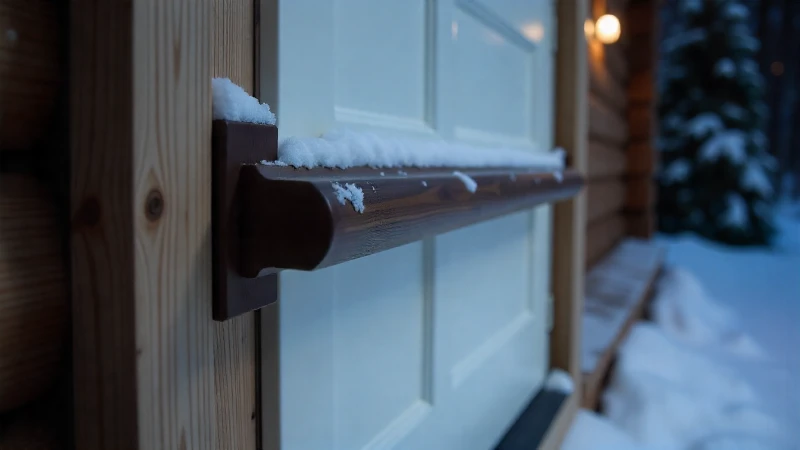 A sleek, dark brown draft stopper fitted securely across the top edge of a closed white door, sealing the gap against a light-colored wooden door frame.