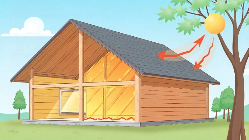 An illustration of a well-ventilated and insulated attic, showing airflow and radiant barrier to demonstrate how hot an attic gets on an 80-degree day is managed.