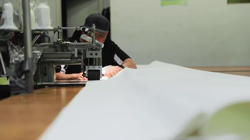 manufacturing a shaderunner sail on an industrial sewing machine