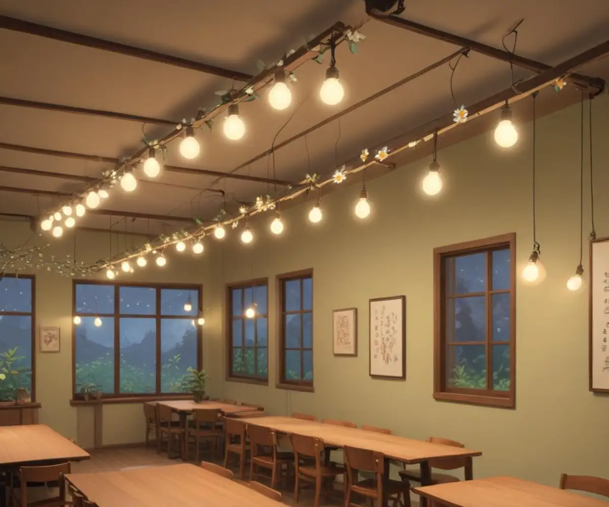 A row of linear LED light fixtures suspended from a ceiling, connected in a daisy-chain wiring configuration for a 0-10V dimming system.