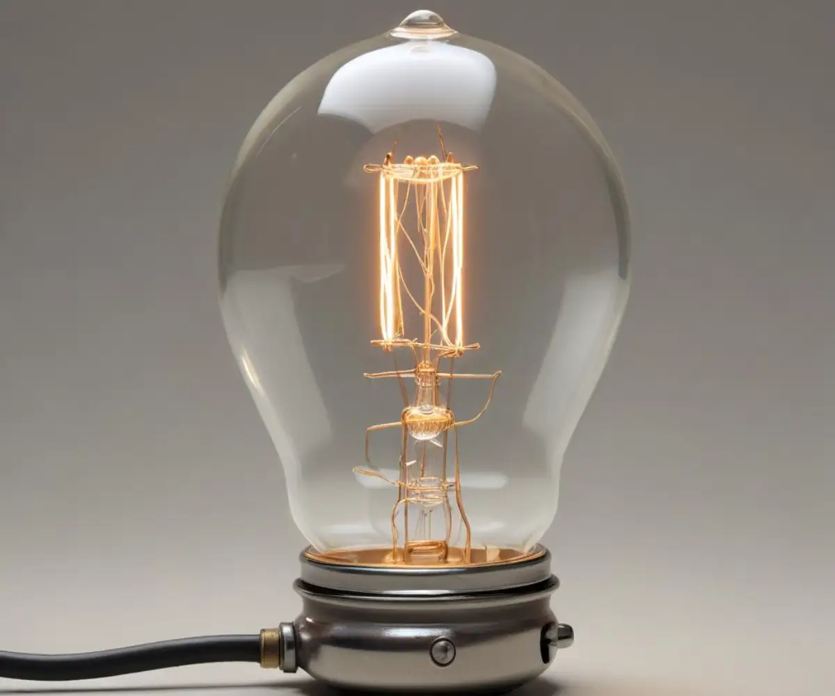 A close-up of a small, clear glass 1155 automotive light bulb with a double filament and a metal bayonet base, set against a plain, neutral background.