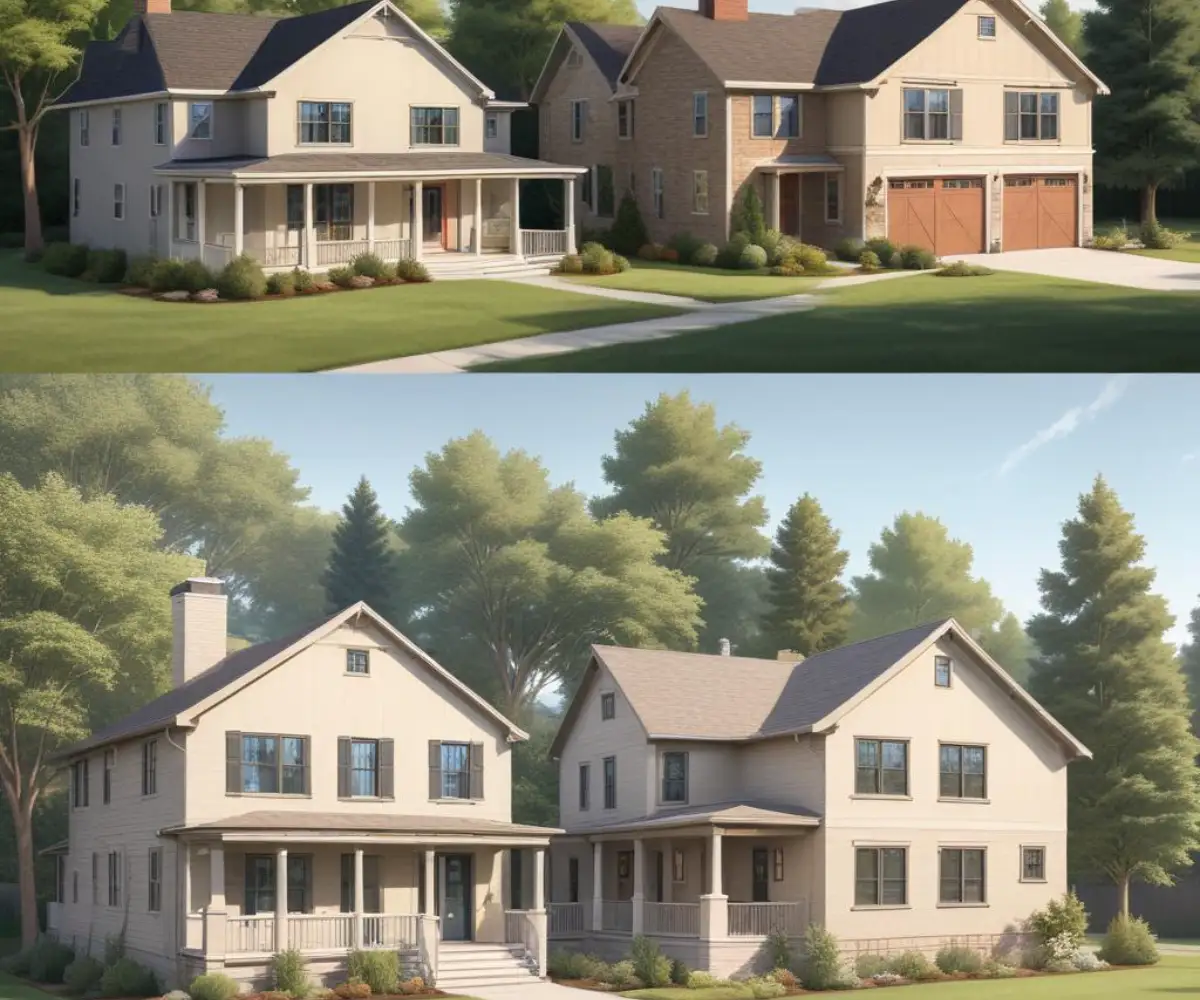 Architectural drawing comparing the layout of a four-bedroom home and a five-bedroom home.