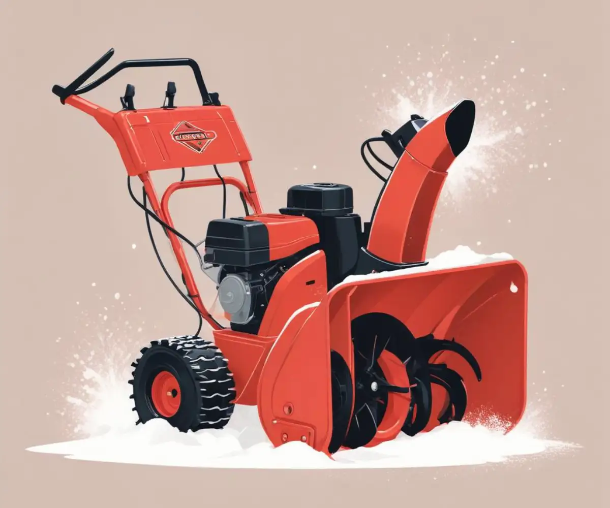 A red and black Ariens professional series two-stage snow blower against a neutral background.