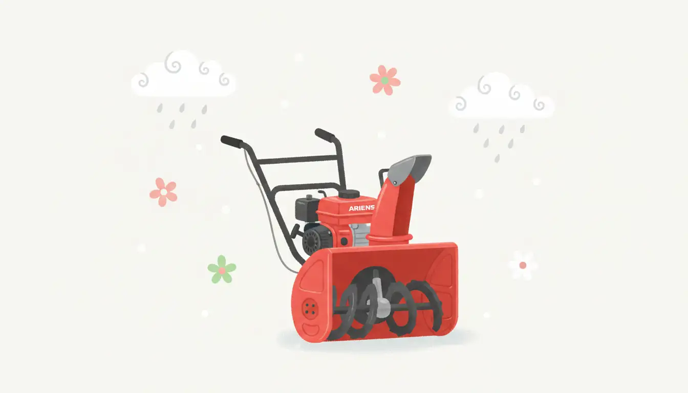 A red Ariens two-stage snow blower on a clean, white background.