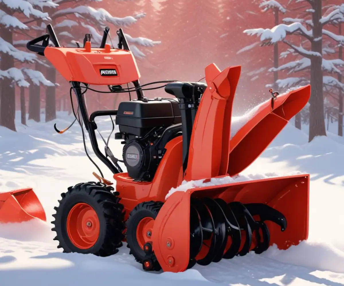 A red Ariens ST824LE two-stage snow blower on a solid background.