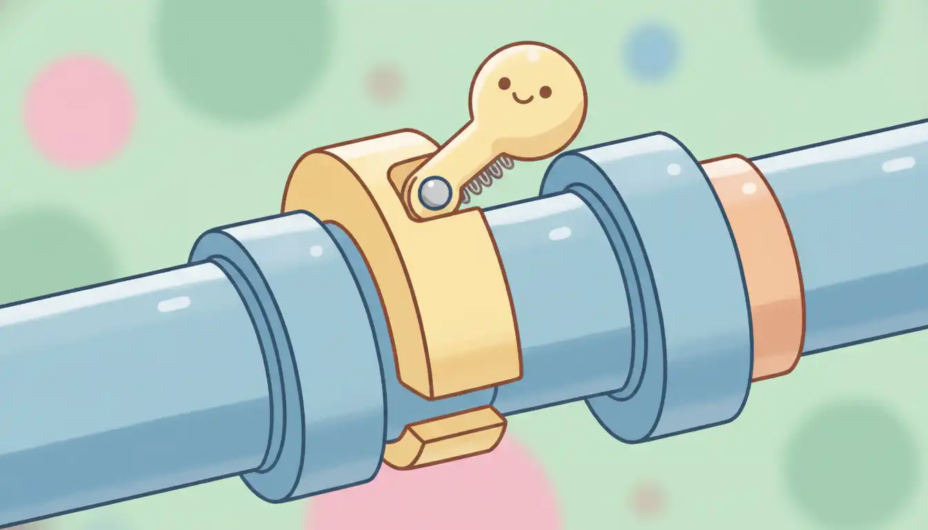 Close-up of a small engine automatic compression release mechanism on a camshaft.