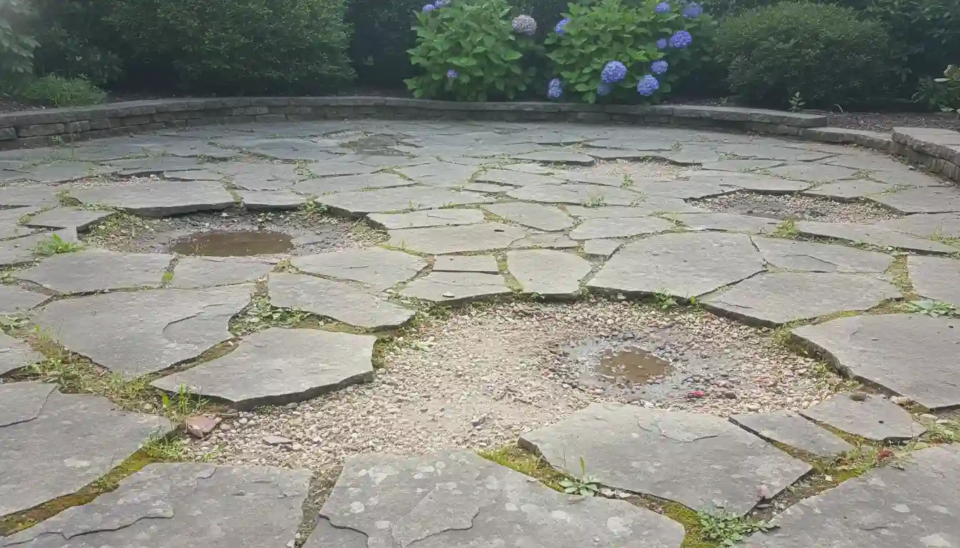 Uneven patio pavers with a failing base.