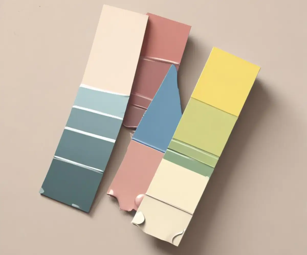 Paint swatches from two different brands displayed side-by-side on a neutral background.