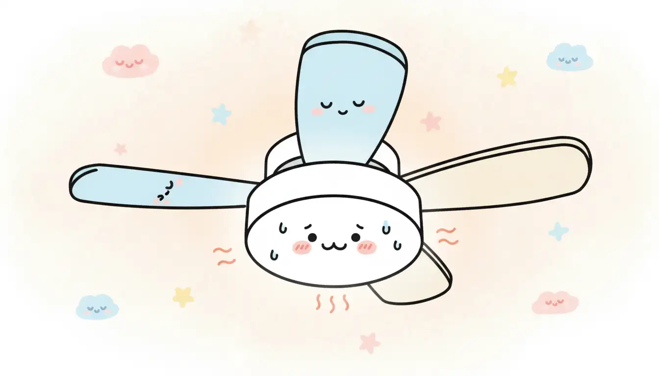 A modern, white ceiling fan with wooden blades mounted on a plain white ceiling.