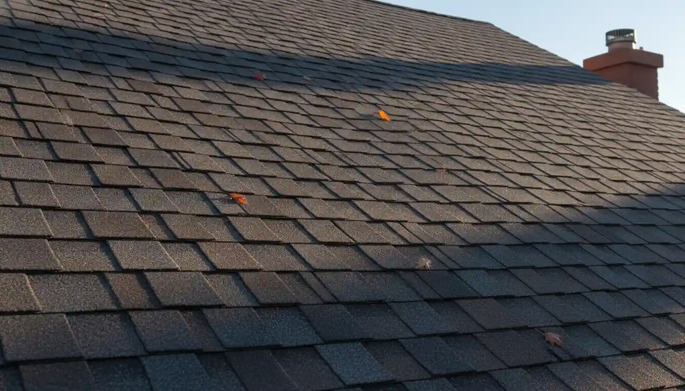 Randomly laminated architectural asphalt shingles with deep shadow lines creating a dramatic, dimensional appearance on a residential roof.