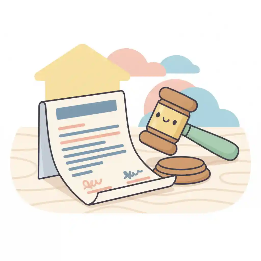 A signed contract document next to a judge's gavel on a wooden desk, symbolizing a legal dispute over a construction agreement.