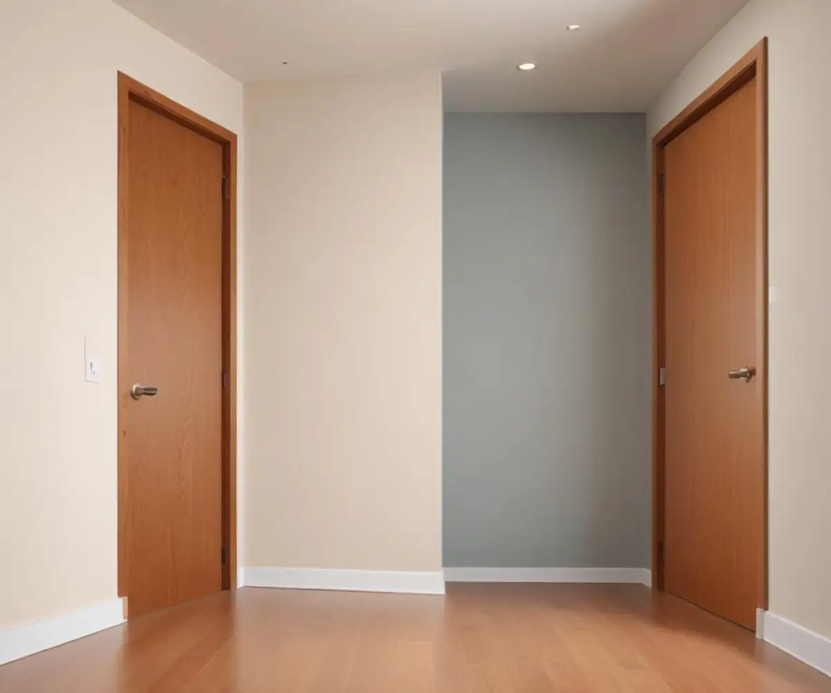 A side-by-side comparison of a clean, minimalist drywall-wrapped opening and a traditional wood-cased opening in a hallway.