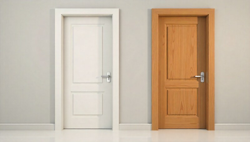 Cutaway view comparing the internal construction of a duracore door and a solid core door.