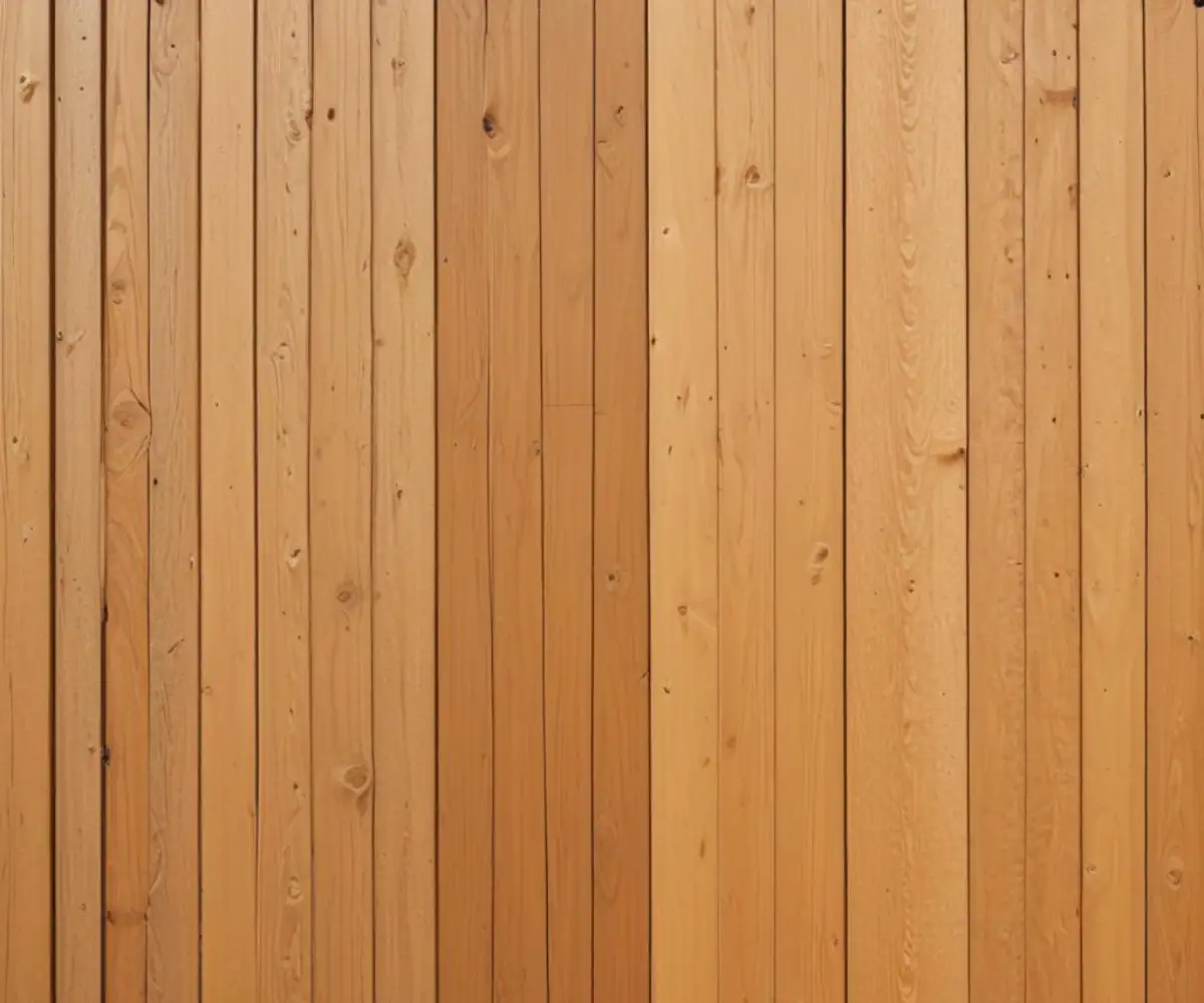 Close-up of a wall with textured wood-grain composite siding next to plywood siding.