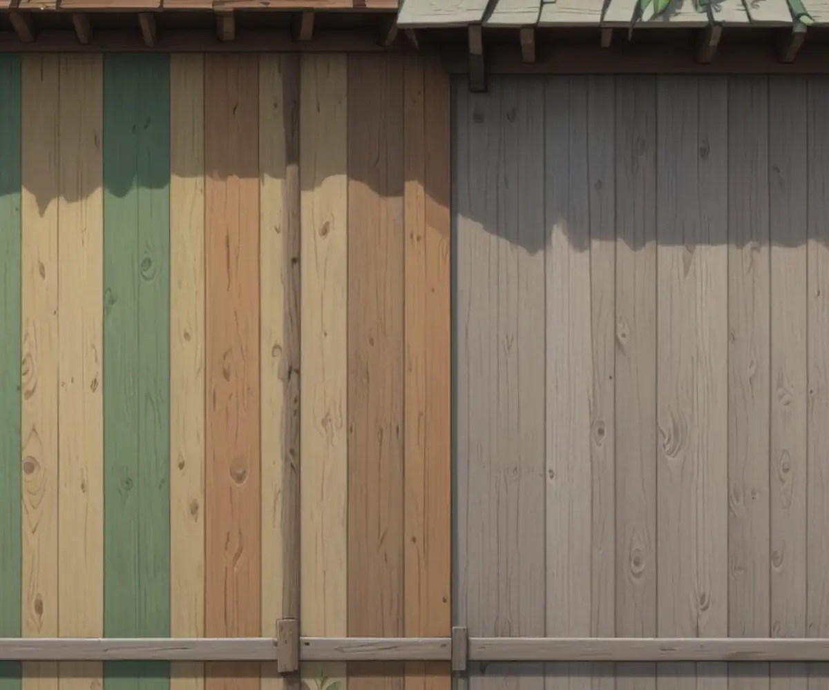 Side-by-side comparison of two different styles of engineered wood siding on an exterior wall.