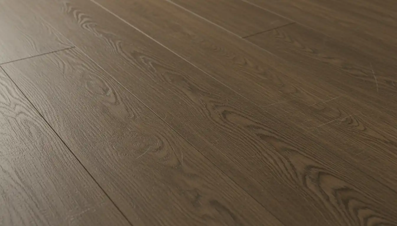 Close-up of luxury vinyl plank flooring showcasing a textured wood grain finish.
