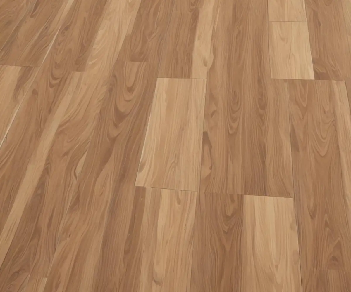 Close-up of textured, waterproof vinyl plank flooring with a realistic wood grain finish, showcasing the interlocking edges.