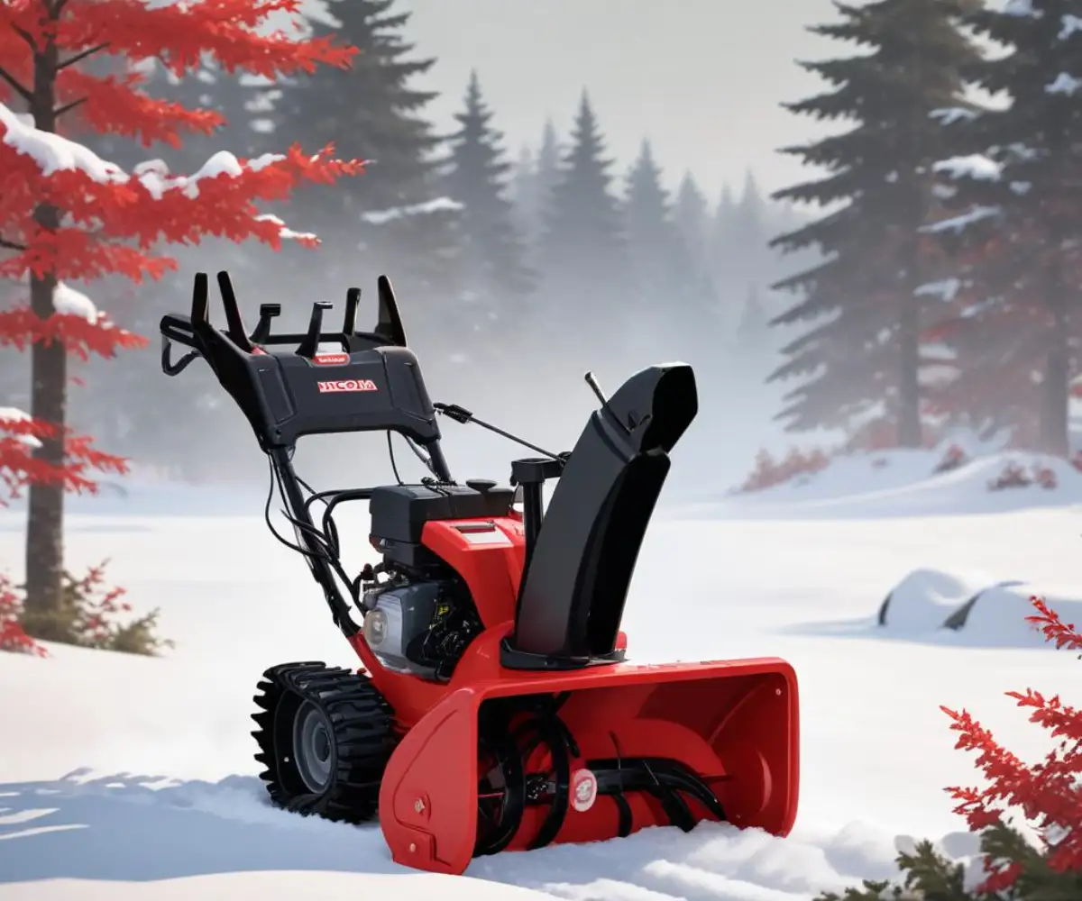 A red and black Honda HS 621 single-stage gas snowblower on a solid, neutral background.