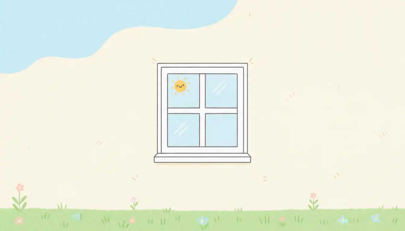 A newly installed, smaller vinyl window on a light-colored exterior wall.