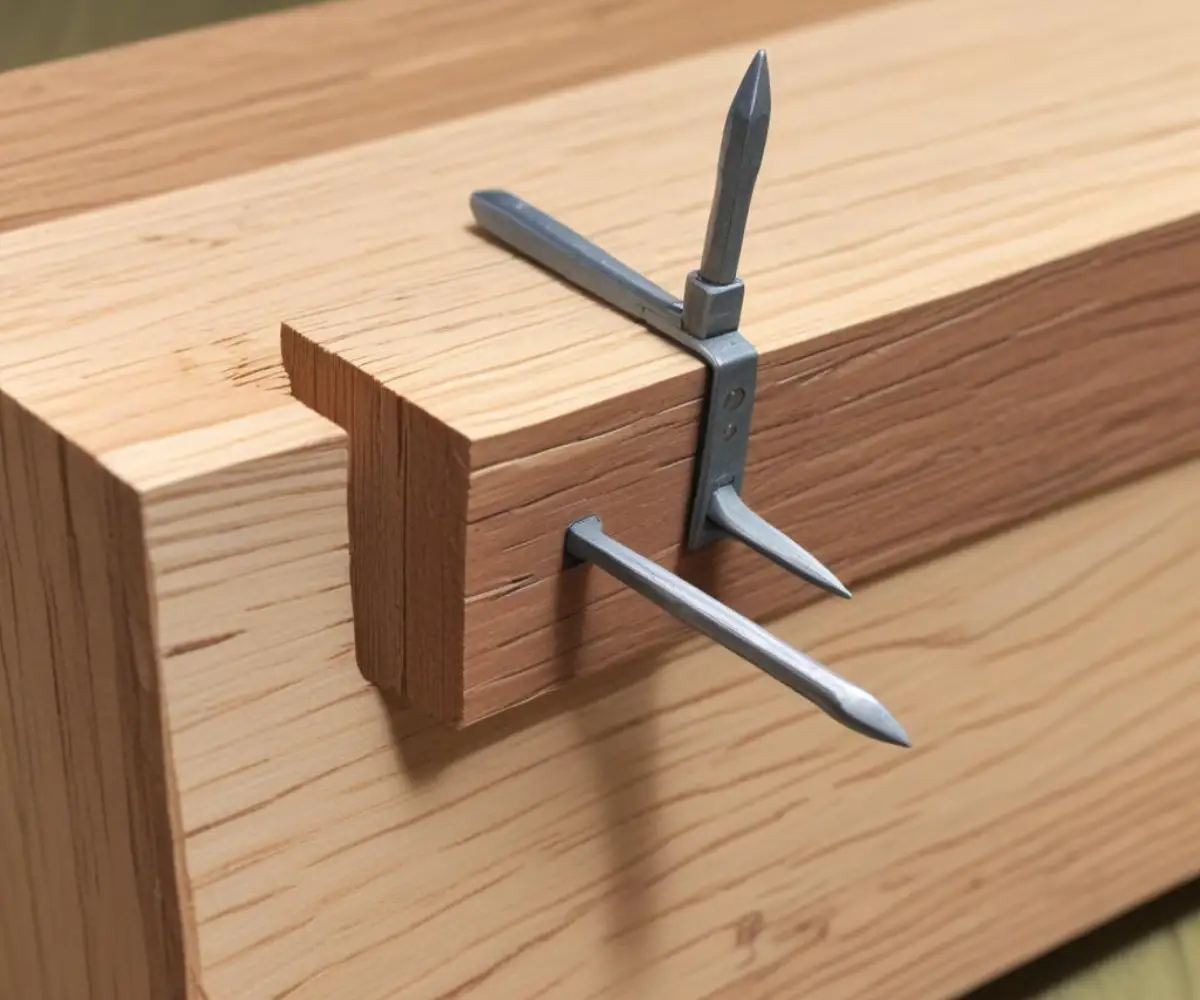 A three-inch common nail partially driven into a piece of dimensional lumber.