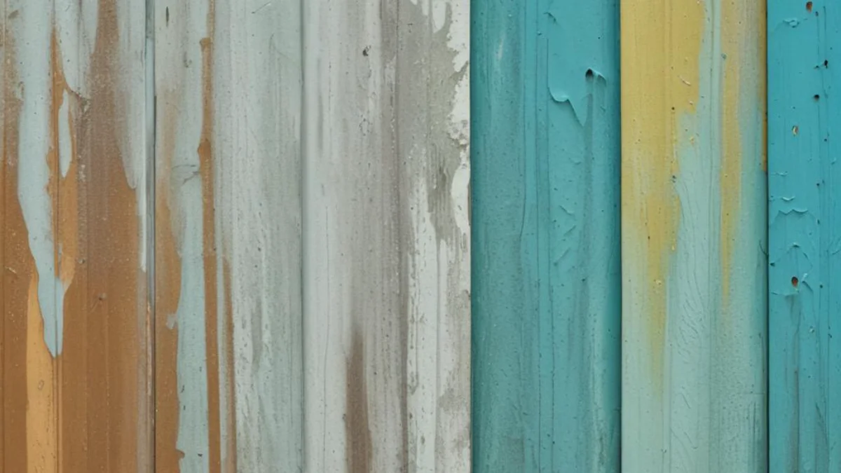 A freshly cleaned section of painted masonite siding contrasted with an adjacent dirty, mildew-stained area.