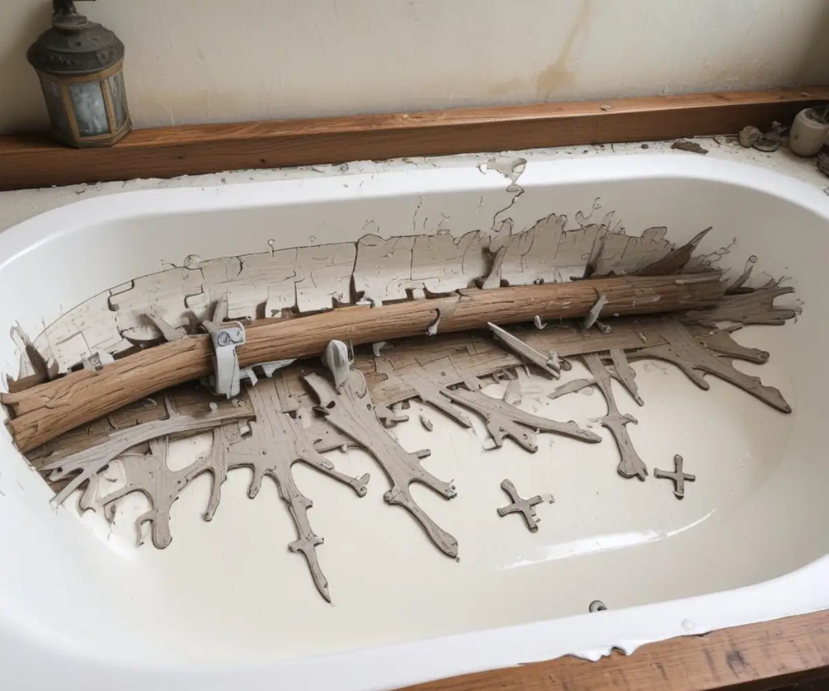 A jigsaw with a fine-tooth blade making a precise cut along a marked line on a white fiberglass tub surround panel.