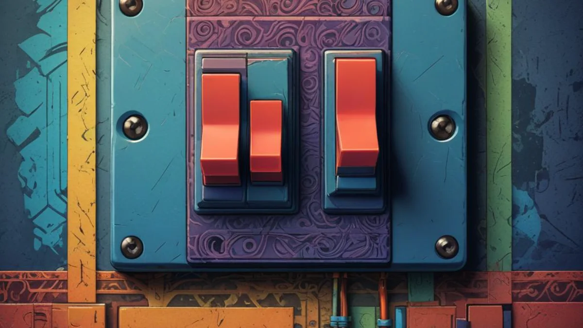 A single switch in the off position on a home circuit breaker panel.