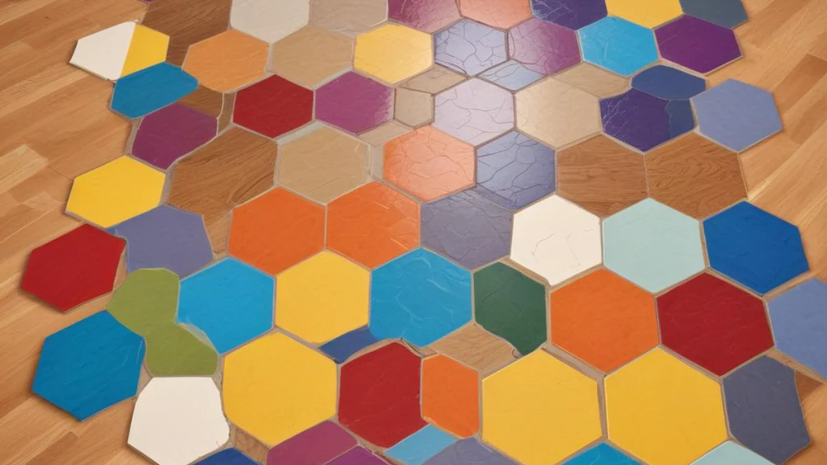 A flexible, color-matched sealant filling the expansion gap between a hexagonal tile floor and a natural oak hardwood floor.