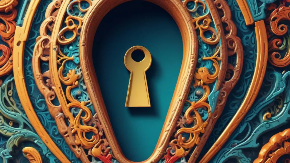 A close-up of a keyhole with a paperclip inserted into the locking mechanism.