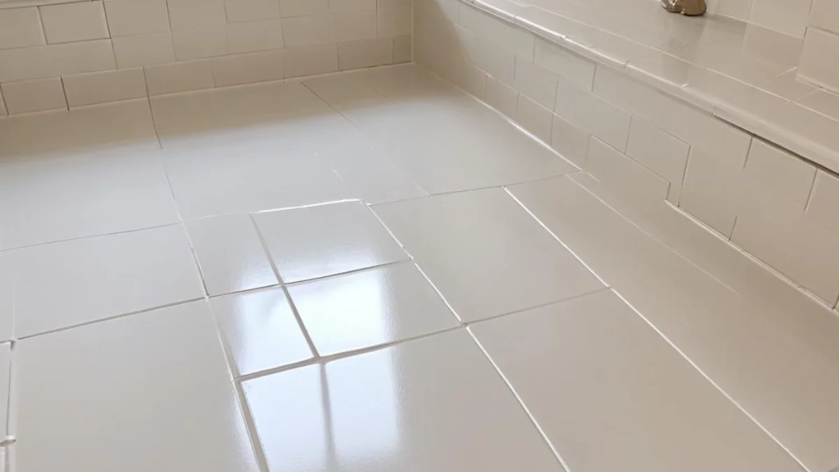 A perfectly smooth and glossy resurfaced tile countertop with filled-in grout lines.
