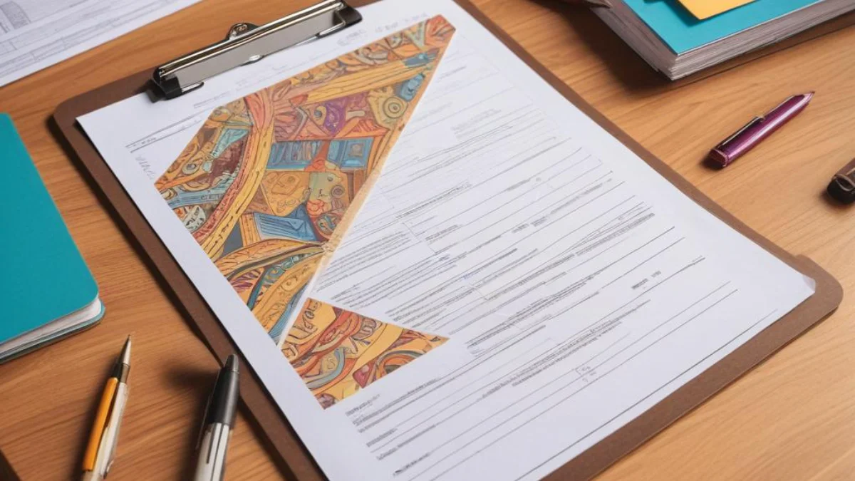 Clipboard with a single document next to a stack of contractor proposals on a wooden desk.