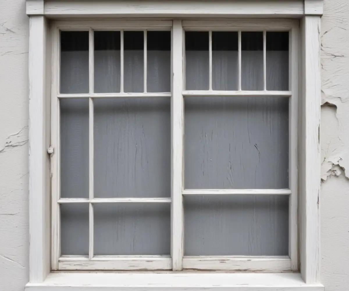 Gray foam weatherstripping applied to the frame of a white vinyl horizontal sliding window.