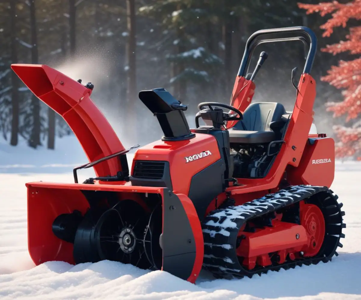 A red and black Honda HS55 two-stage snowblower on a clean, solid background.