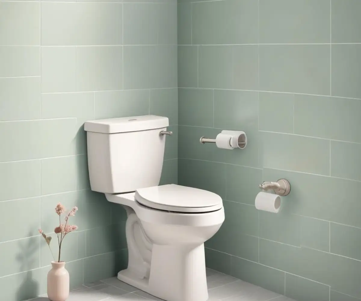 A white two-piece Kohler Lintelle toilet with a left-hand trip lever in a clean, modern bathroom.