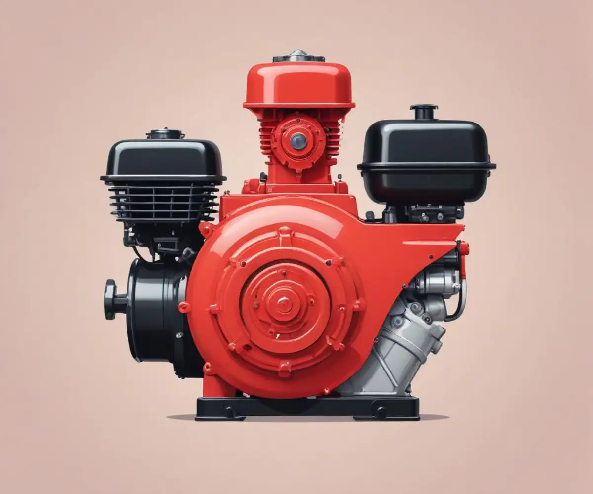 A red Loncin small engine positioned next to a black Briggs and Stratton small engine on a neutral, clean background.