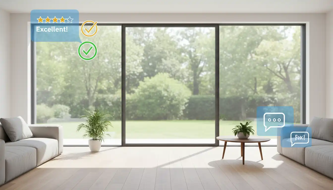 A modern, white uPVC tilt-and-turn window set against a neutral wall, showcasing its clean lines and minimalist hardware.