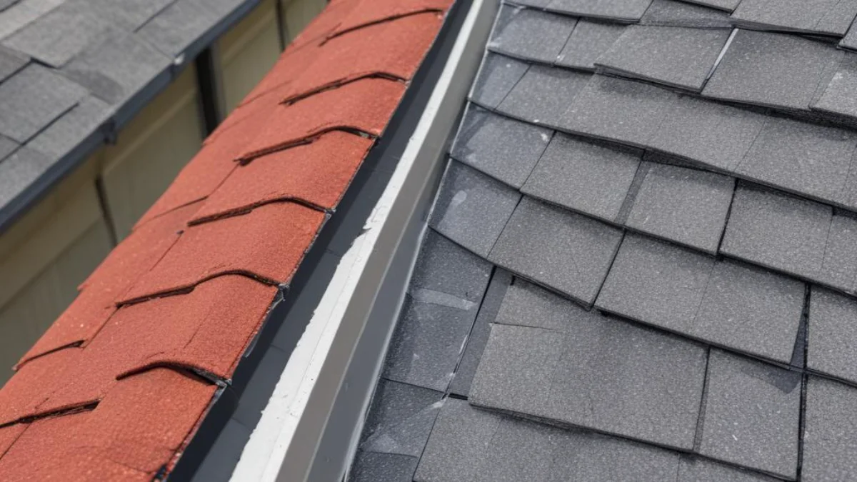 Close-up of newly installed Orkin gutter guards with a micro-mesh screen fitted on a residential roof's rain gutter system.