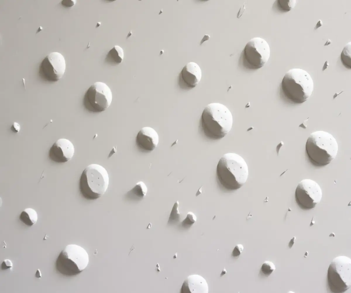 Close-up of a white drywall surface with several small, distinct pinholes.