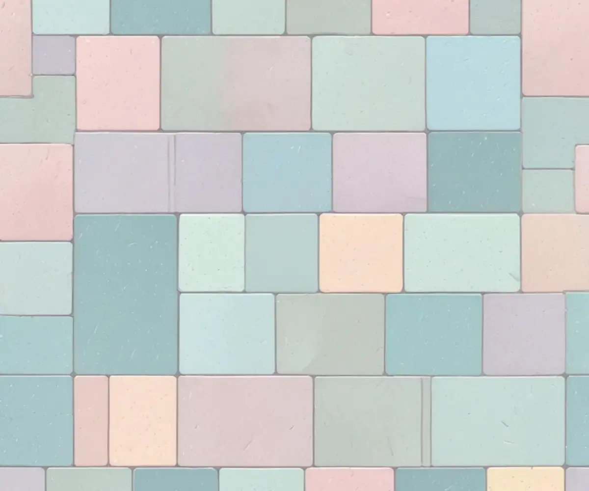 Wet interlocking concrete pavers with a glossy, freshly sealed finish shimmering after a recent rain shower.