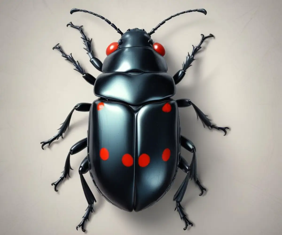 Shiny Black Beetle with Red Spot on Back: Friend or Foe?