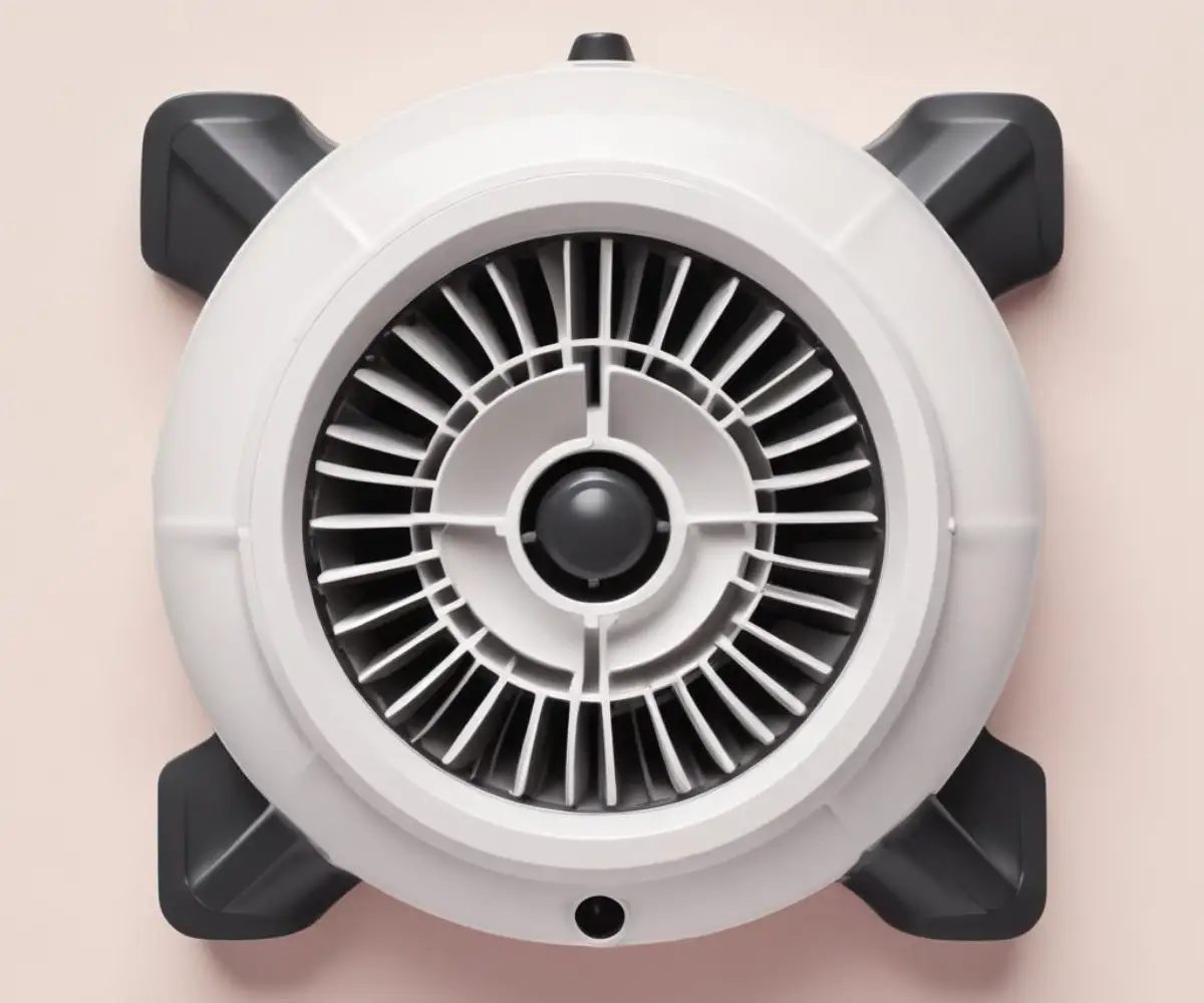 A close-up of a black plastic exhaust port diffuser cover for a wet-dry shop vacuum, showing a vented design on a simple white background.