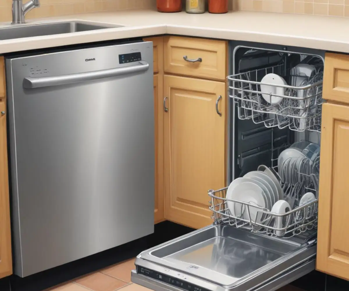 A side-by-side view of a stainless steel dishwasher with a bar handle and one with a recessed handle.