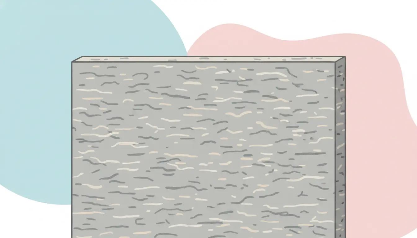 A close-up of a gray, textured Sonopan soundproofing panel, showing the compressed wood fiber material.